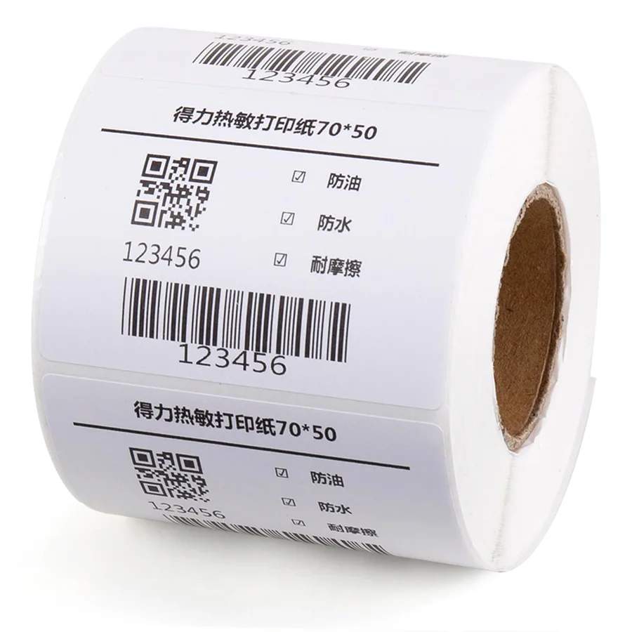 สติกเกอร์ความร้อน (Thermal Label) DELI 11871 ขนาด 70x50 มม. 500 แผ่น