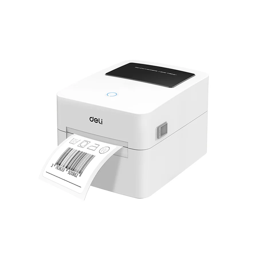 เครื่องพิมพ์สติกเกอร์ความร้อน 4 นิ้ว (USB + Bluetooth) DELI 750W สีขาว
