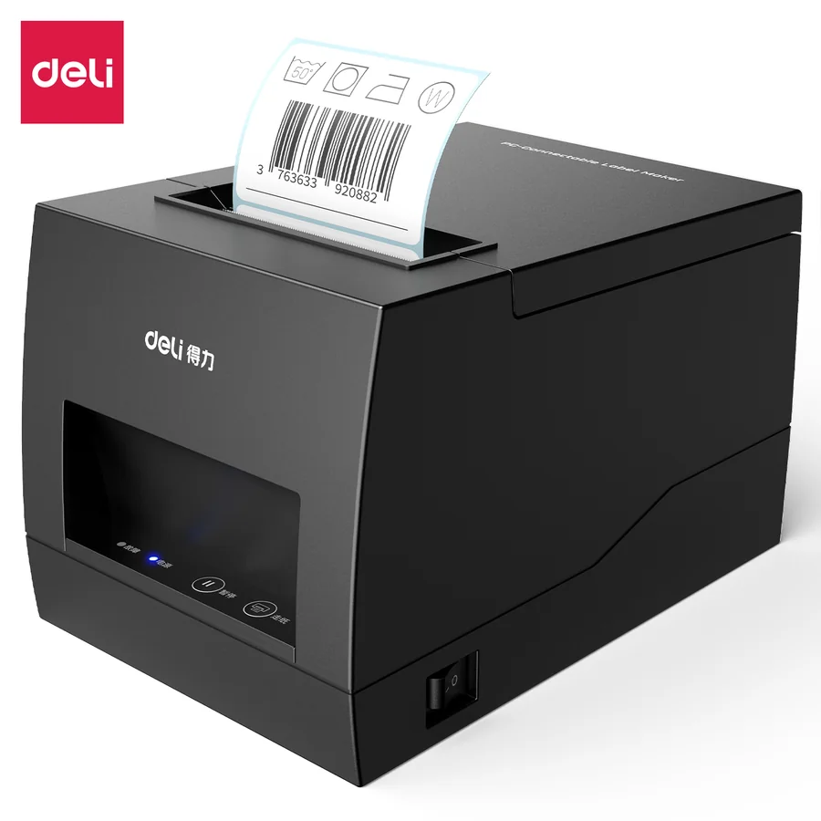 เครื่องพิมพ์สติกเกอร์ความร้อน 3 นิ้ว (USB + Bluetooth) DELI 886BW สีดำ