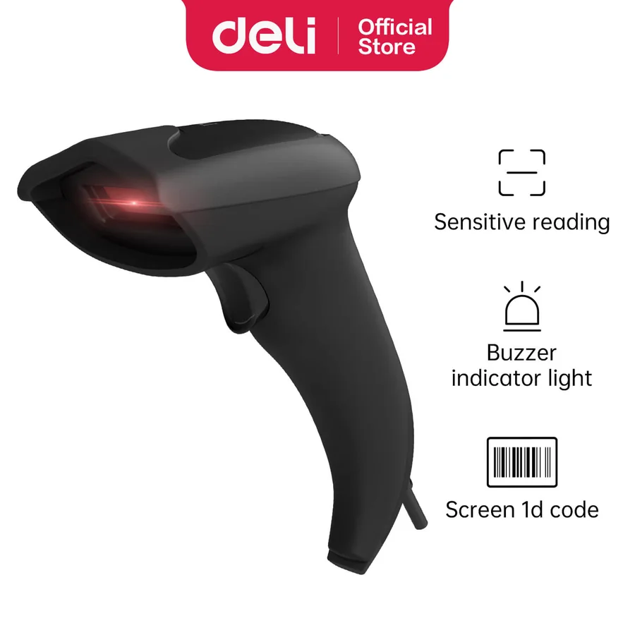 เครื่องสแกนบาร์โค้ดแบบมือถือ มีสาย DELI S201
