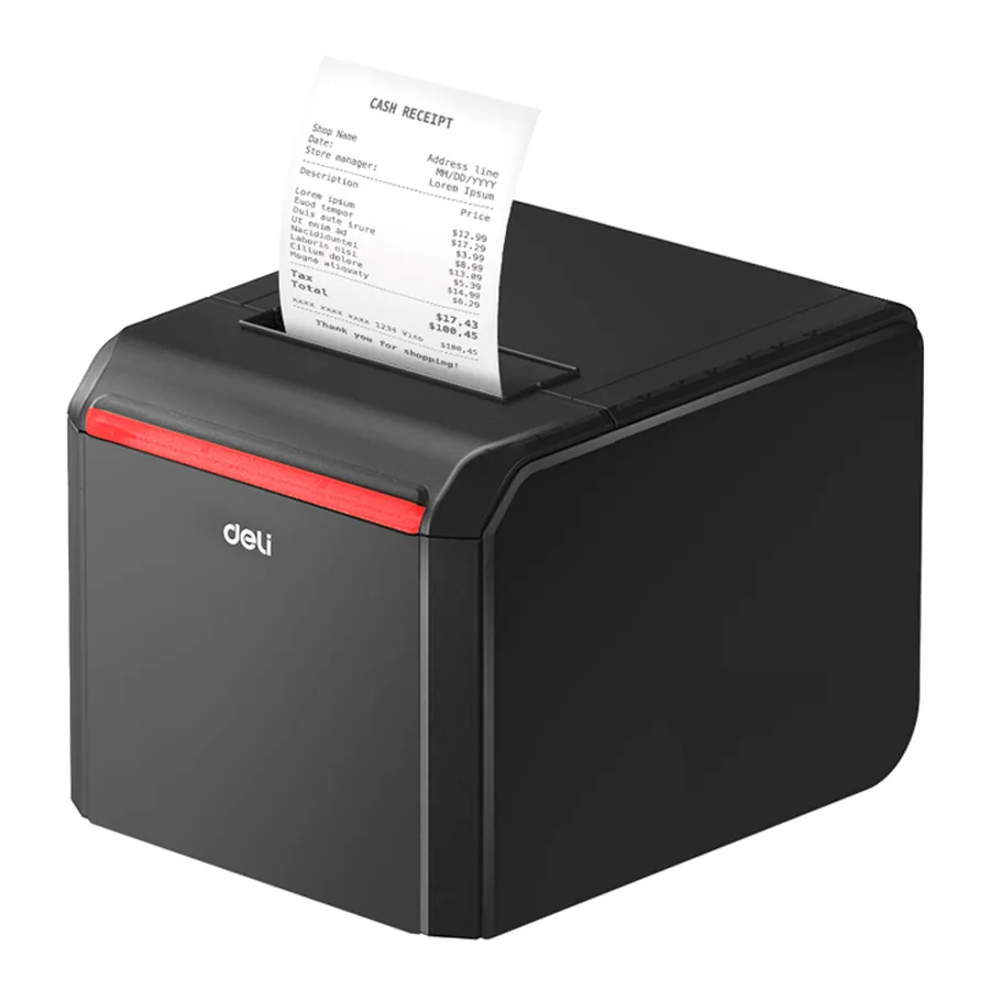เครื่องพิมพ์ใบเสร็จความร้อน 3 นิ้ว (USB + Bluetooth) DELI S302 สีดำ